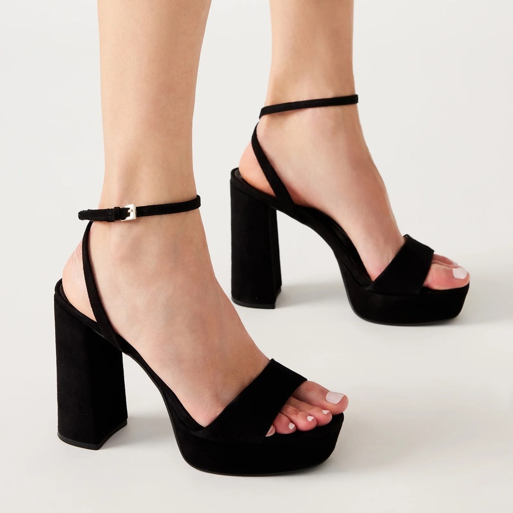 Lessa Black Suede Platform Sandals - Steve Madden (6.5)